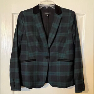 Talbots Green and Black Plaid Blazer
